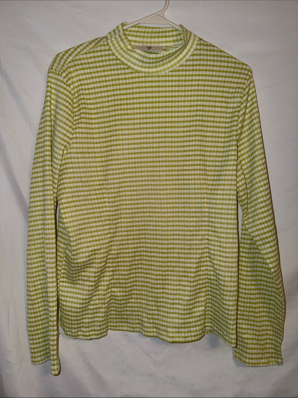 Nlt Light Green Striped Mock Neck Women’s Top